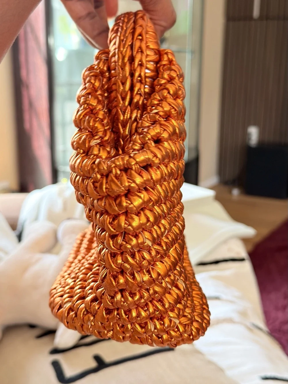 Orange Woven Handheld Bag - Stylish Summer Tote